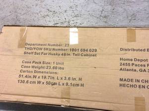 lot 39 image: Husky 2-Pack Steel Shelf Set in Black (47 in. W x 15 in. D) for Ready-to-Assemble 48 in. Freestanding Garage Cabinet