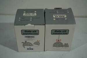 lot 81 image: 2 NEW Cute Elf Deer Projection Lamps