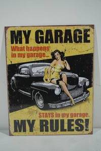 lot 74 image: NEW Novelty My Garage My Rules Metal Sign