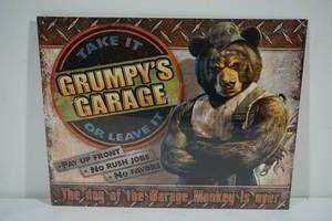 lot 69 image: NEW Novelty Grumpys Garage Metal Sign