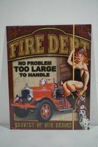 lot 66 image: NEW Novelty Fire Department Metal Sign