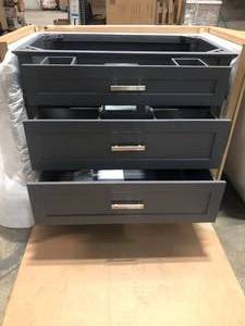 Home Decorators Collection Woodfall 35.20 in. W x 21.60 in. D Vanity Cabinet Only in Dark Charcoal (good condition) please review all pictures