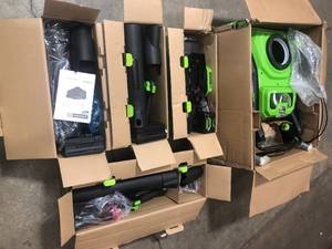 Mix lot of Greenworks PRO 130 MPH 610 CFM 60V Battery Cordless Handheld Leaf Blowers & Greenworks PRO 22 in. 60-Volt Battery Single-Stage Cordless Snow Blower with (2) 5.0 Ah Batteries and Dual Port Charger (good condition) see all pictures