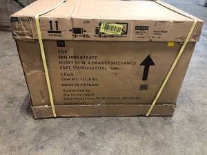 Husky 33 in. 4-Drawer Stainless Steel Mechanics Cart good condition see all pictures