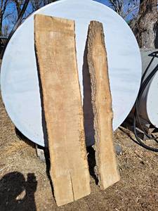 (2) OAK Live Edge Slabs - Dimensions 63 x 10 x 54 and 63 x 13 x 54