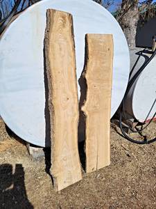 (2) OAK Live Edge Slabs - Dimensions 63 x 12 x 54 and 58 x 13 x 54