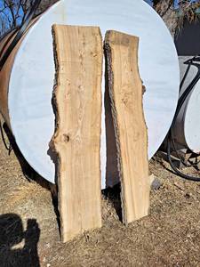 (2) OAK Live Edge Slabs - Dimensions 58 x 12 x 54 and 58 x 13 x 54