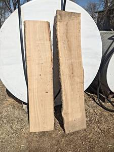 (2) OAK Live Edge Slabs - Dimensions 58 x 13 x 54 and 63 x 13 x 54