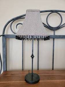lot 102 image: Candlestick Table Lamp with Beaded Fringe Shade by CP Lighting
