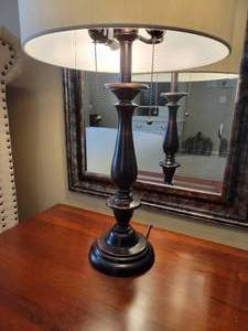 lot 100 image: Blackened Bronze Pedestal Table Lamps