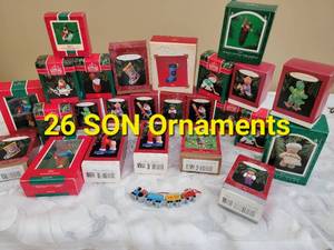lot 258 image: Vintage Hallmark SON Christmas Ornaments NOS
