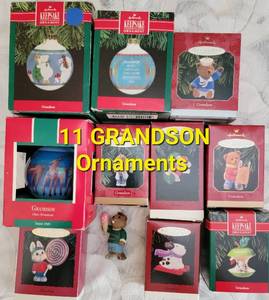 lot 252 image: Vintage Hallmark GRANDSON Christmas Ornaments NOS