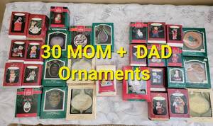 lot 255 image: Vintage Hallmark MOM  DAD Christmas Ornaments NOS
