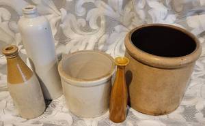lot 154 image: Collection of Whiteware Crocks and Bottles