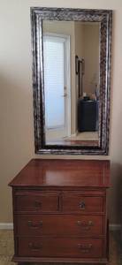 lot 47 image: Mottled Silver & Black Beveled Glass Mirror, b