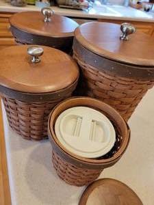 lot 185B image: Longaberger 4 Piece Cannister Basket Set  lot of 4
