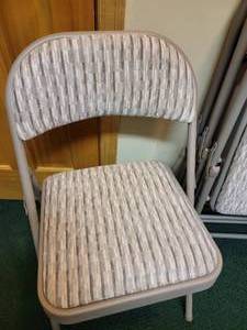 lot 361 image: Upholstered Gray Folding Chair Set, c