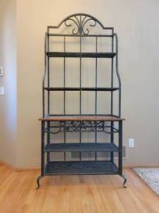 lot 27 image: Contemporary Iron Frame Bakers Rack