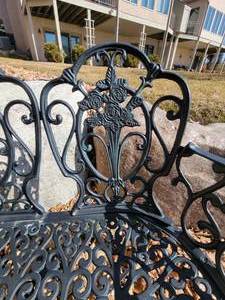 lot 335 image: Intricate Iron Garden Bench