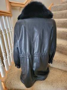 lot 62 image: Black Fur Lined Leather Ladies Jacket