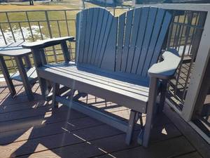 lot 8A image: Perfect Choice Outdoor Adirondak Loveseat with Side Table