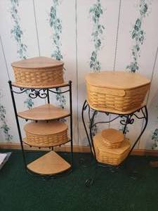 lot 198 image: Longaberger Stacking Basket Accent Tables