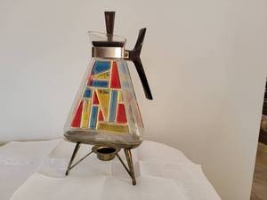 lot 27 image: Fascinating Mid-Century Stain Glass Styled Carafe
