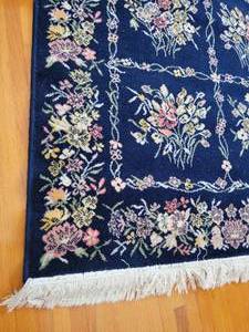 lot 52 image: Navy Floral Wool Area Rug