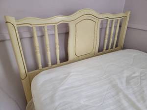 lot 57 image: Elegant White Twin Bed Set - A