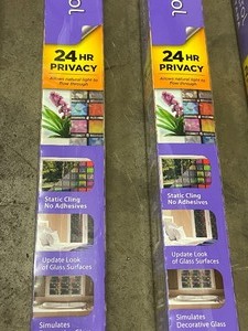 Lot Of (4) 36 x 6.5ft Rolls Of Decorative Stained Glass Atlantis Gilla Window Film