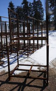 lot 9 image: 2 Stacking Storage Frames - each one measures 43-12 wide, 30-12 deep, 40 tall - good framework to keep stuff off the ground, use them separate or stack them