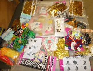 lot 29 image: Large lot of party supplies, streamers, balloons,  pinwheels, photo booth supplies