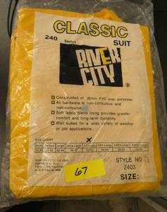 lot 67 image: Yellow 2XL rain suit pants and jacket