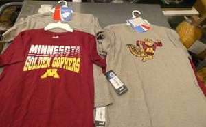 lot 87 image: 2 MN Gophers tshirts one grey one maroon - Boys size Small 810