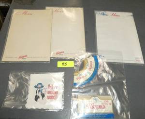lot 95 image: Vintage Hamms Menu sheets, napkins(2) and beer labels (3)