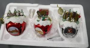 lot 102 image: Vintage Budweiser Sleigh Bell Ornaments Set #3 - New