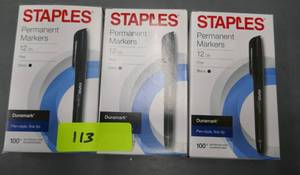 lot 113 image: 36 Permanent Markers new in box, fine tip, tested a couple and were fine