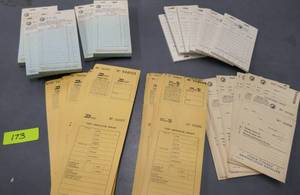 lot 173 image: A bunch of Burlington Northern, Northern Pacific, Great Northern Railroad items, ticket envelopes, hat checks, receipt pads