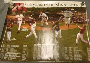 lot 180 image: 13 Gophers baseball (1 football) posters 1997-2000s