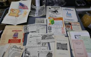 lot 187 image: Lot of Gun advertising for Winchester, Savage and Jaw breakers