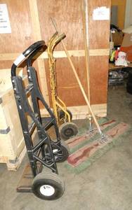 lot 207 image: Two 2-wheelers and 3 dustfloor mops