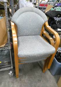 lot 229 image: 3 nice fabric office chairs, wood frame