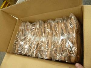 lot 230 image: Box of 12 New tan wallet  handbags with crossbody strap