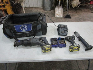lot 107 image: Kobalt 20v Driver, Sawzall, Light, Charger & Bag