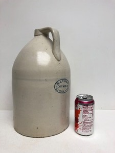 lot 10 image: Antique Hayner Lock Box 290 Stoneware Whiskey Jug
