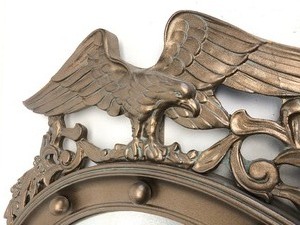 lot 20 image: Old Vintage Gilt Wood Convex Glass Federal Style Patriotic American Eagle Wall Mirror