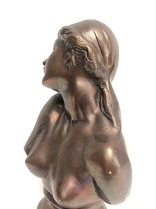 lot 35 image: Vintage Bronze Nude Bust Sculpture
