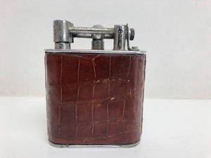lot 42 image: Large Vintage 1930s Era ROYAL ASCOT Chrome & Leather Table Lighter