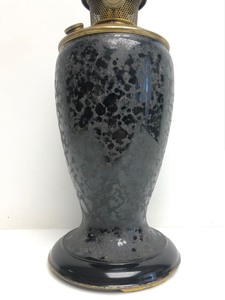 lot 51 image: Antique Aladdin Venetian Art Glass Oil Lamp - EbonyBlack