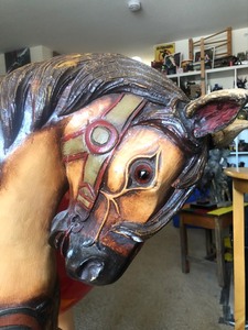 lot 63 image: Large Carved & Painted Wooden Horse
